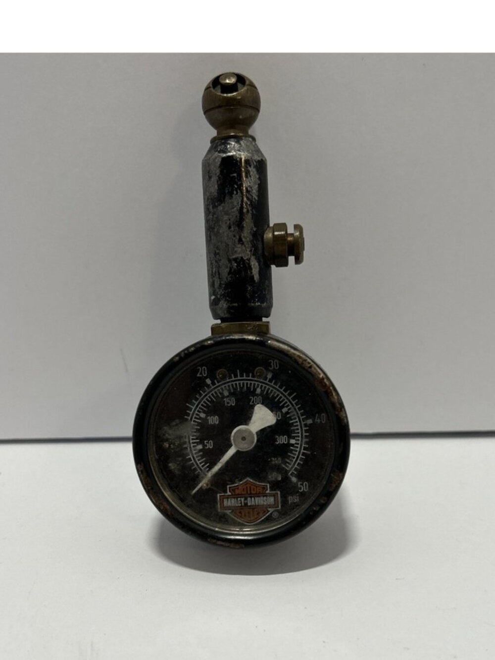 Vtg Harley Davidson Dial Tire Pressure Gauge & Tread Depth Indicator 60 PSI Too